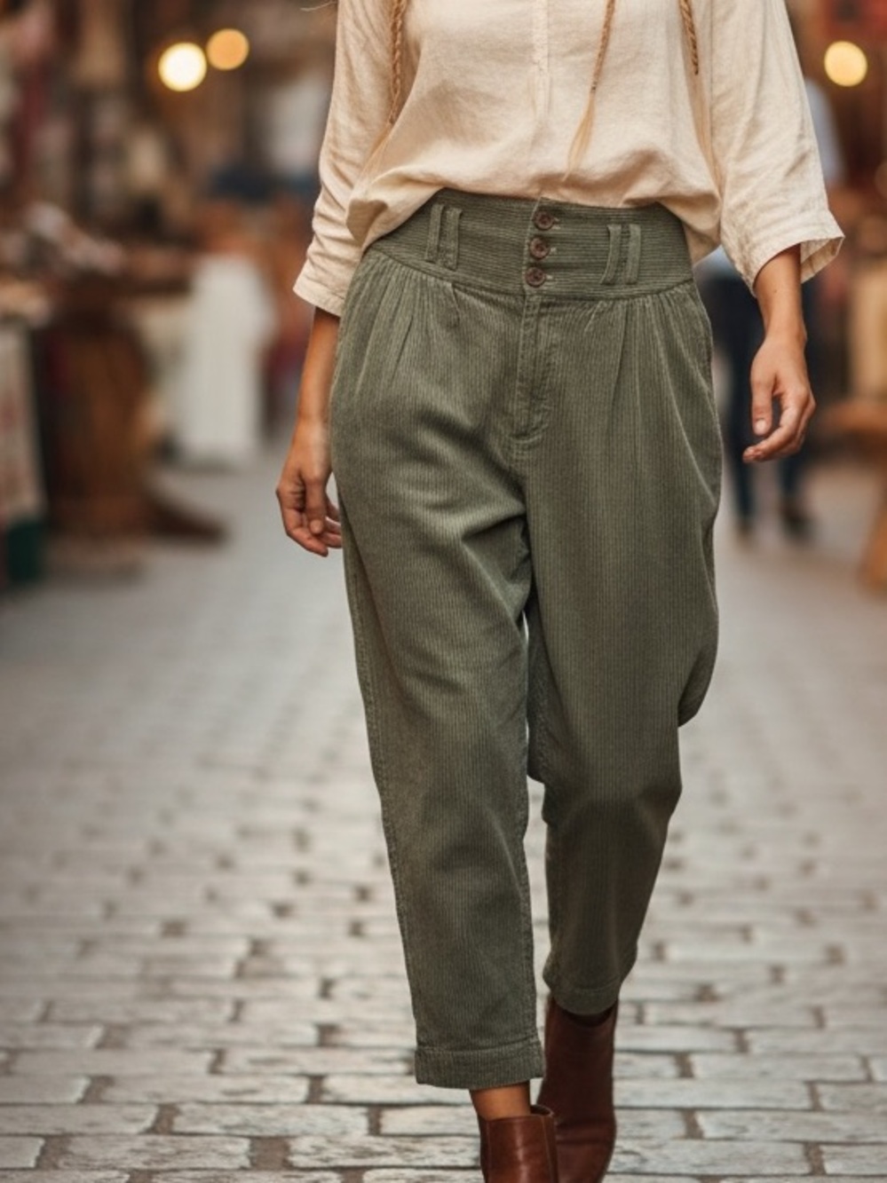 Free People Trouser Relaxed High-Rise Ankle Crop BOHO Festival Gorpcore Academa